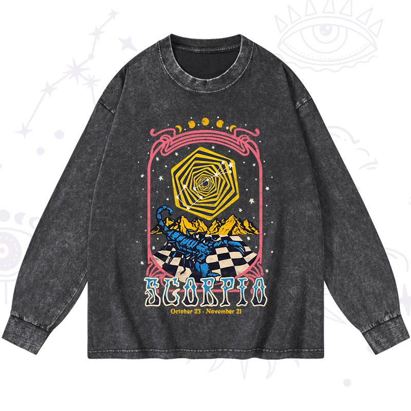 Scorpio Crew Zodiac Washed Long Sleeve Shirt