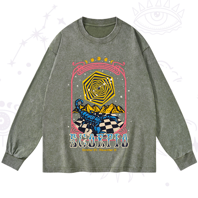 Scorpio Crew Zodiac Washed Long Sleeve Shirt