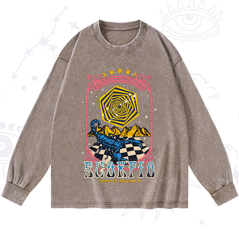 Scorpio Crew Zodiac Washed Long Sleeve Shirt