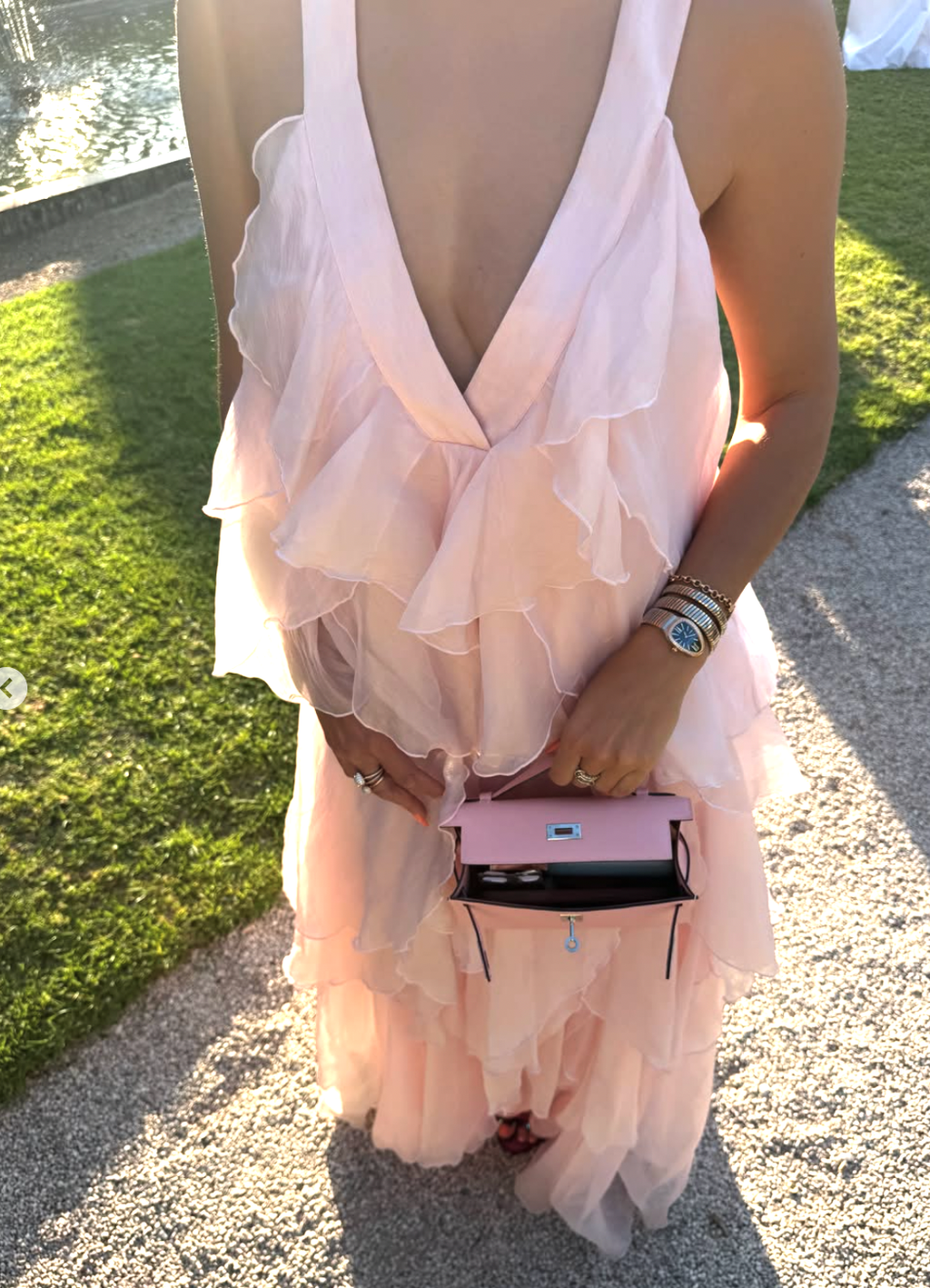Blush Pink Tiered Ruffle Open-Back Maxi Dress