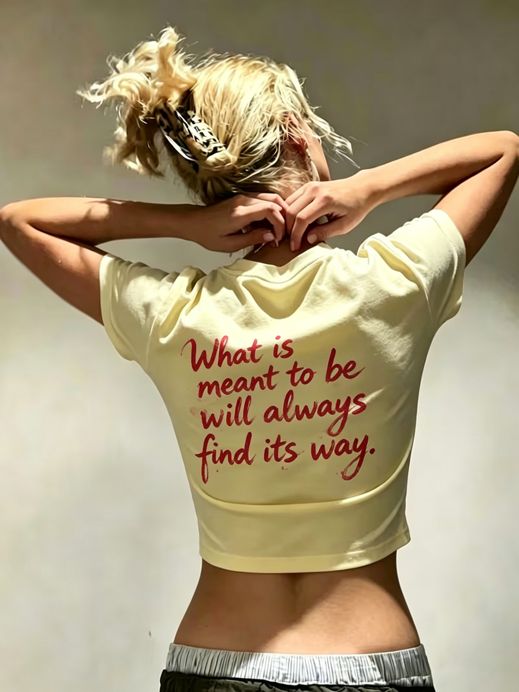 Yellow Slogan Print Cropped Baby Tee