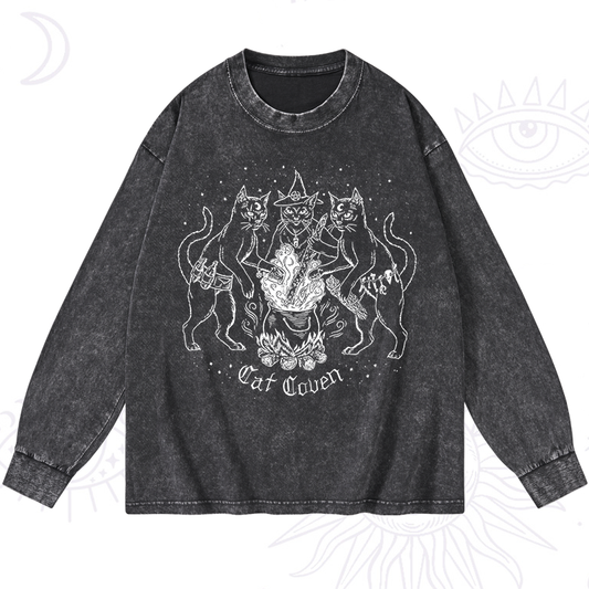 Cat Coven Washed Long Sleeve Shirt