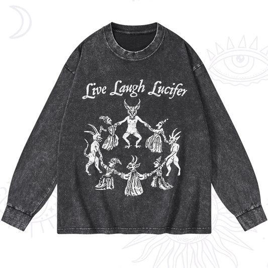 Live Laugh Lucifer Washed Long Sleeve Shirt