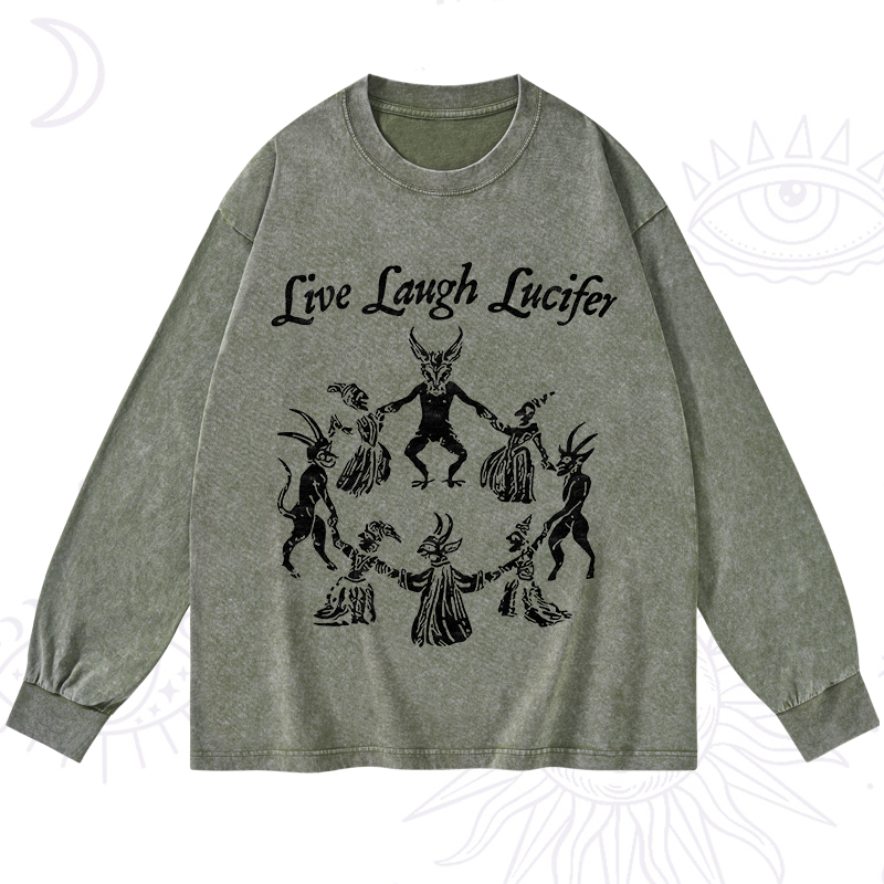 Live Laugh Lucifer Washed Long Sleeve Shirt