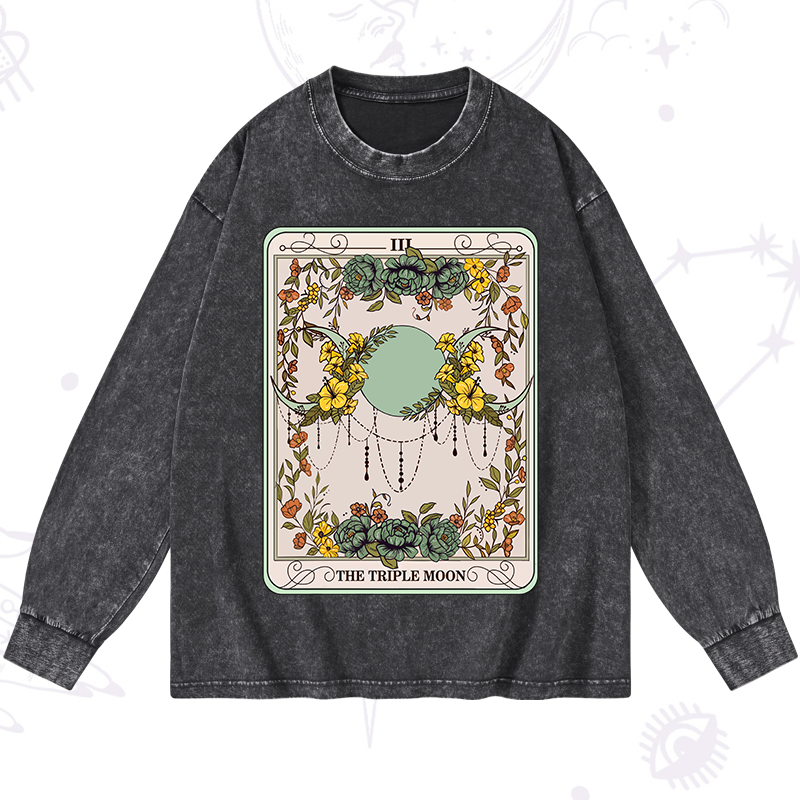 The Triple Moon Tarot Washed Long Sleeve Shirt