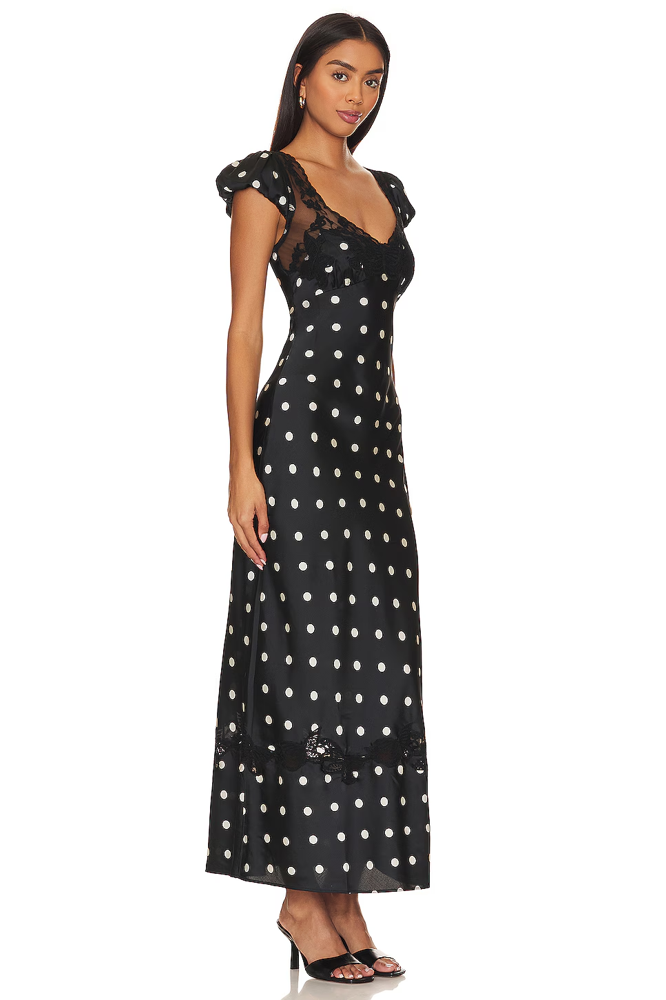 Polka Dot Lace Slip Midi Dress
