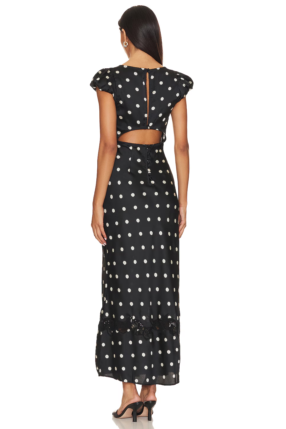Polka Dot Lace Slip Midi Dress