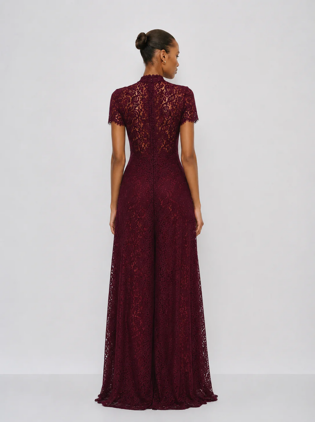 Sheer Lace Cutout High Neck Top（Only tops）