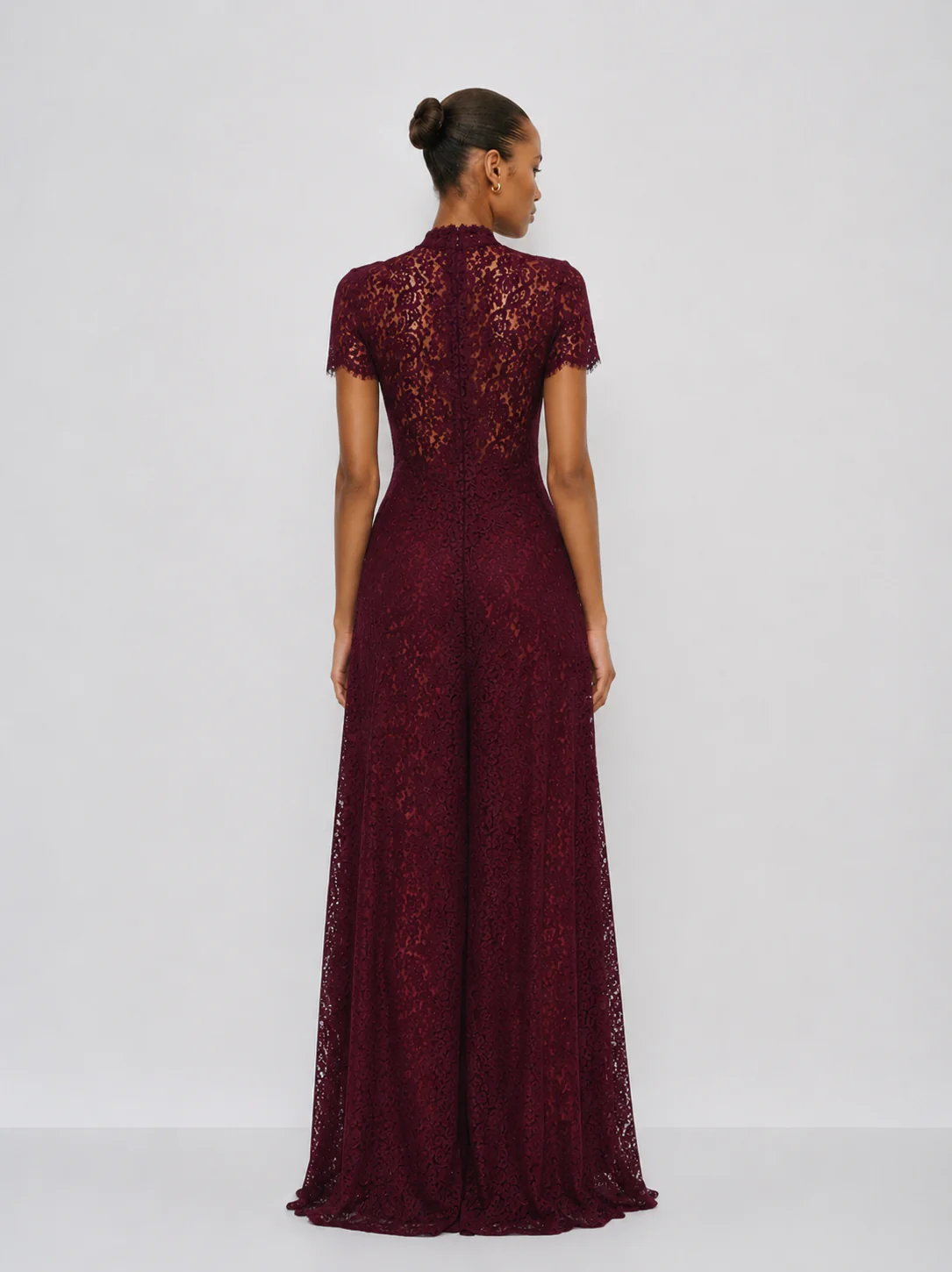 Sheer Lace Cutout High Neck Top（Only tops）