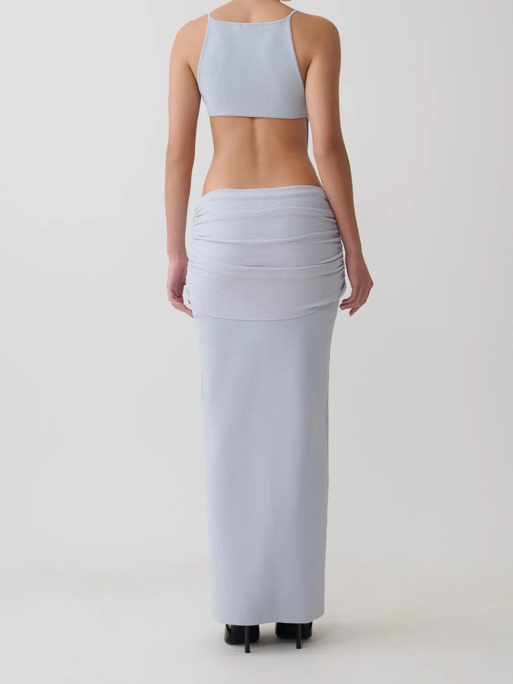 Ivory Halter Cutout Twist Maxi Dress