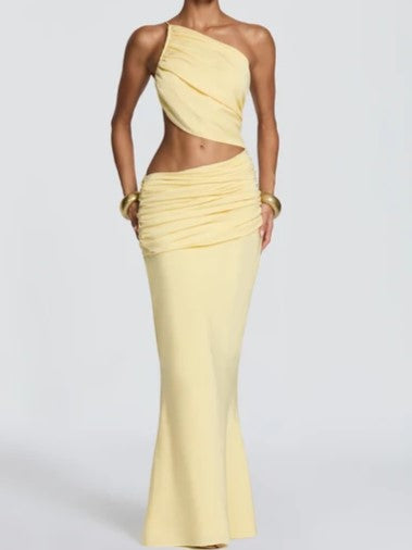 Sky Blue Asymmetric Two-Piece Maxi Set