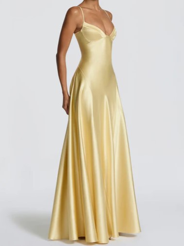Deep Plum Satin A-Line Maxi Dress