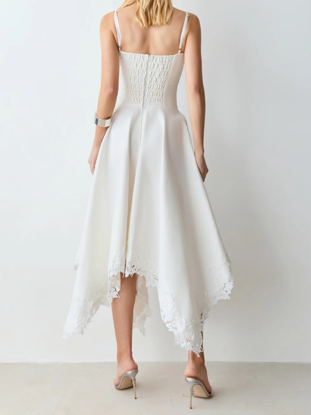 Black And White Lace Contrast Midi Dress