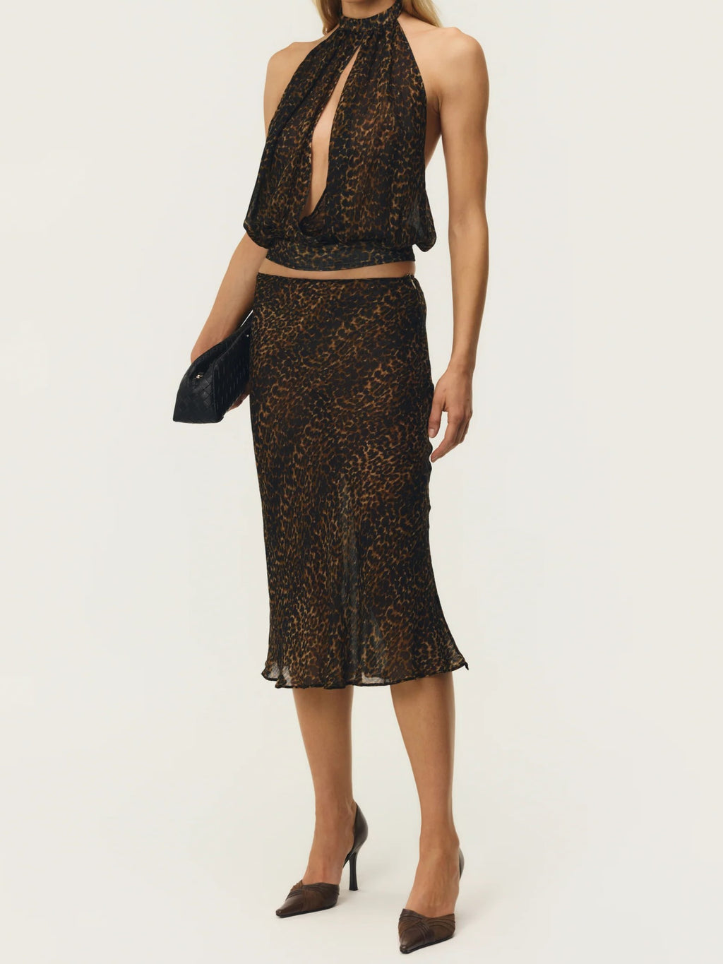 Leopard Print Halter Two-Piece Set