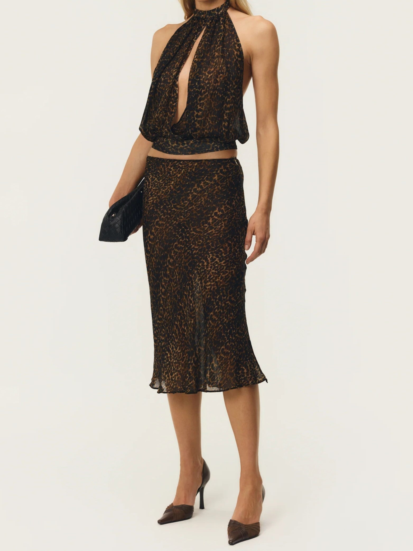 Leopard Print Halter Two-Piece Set