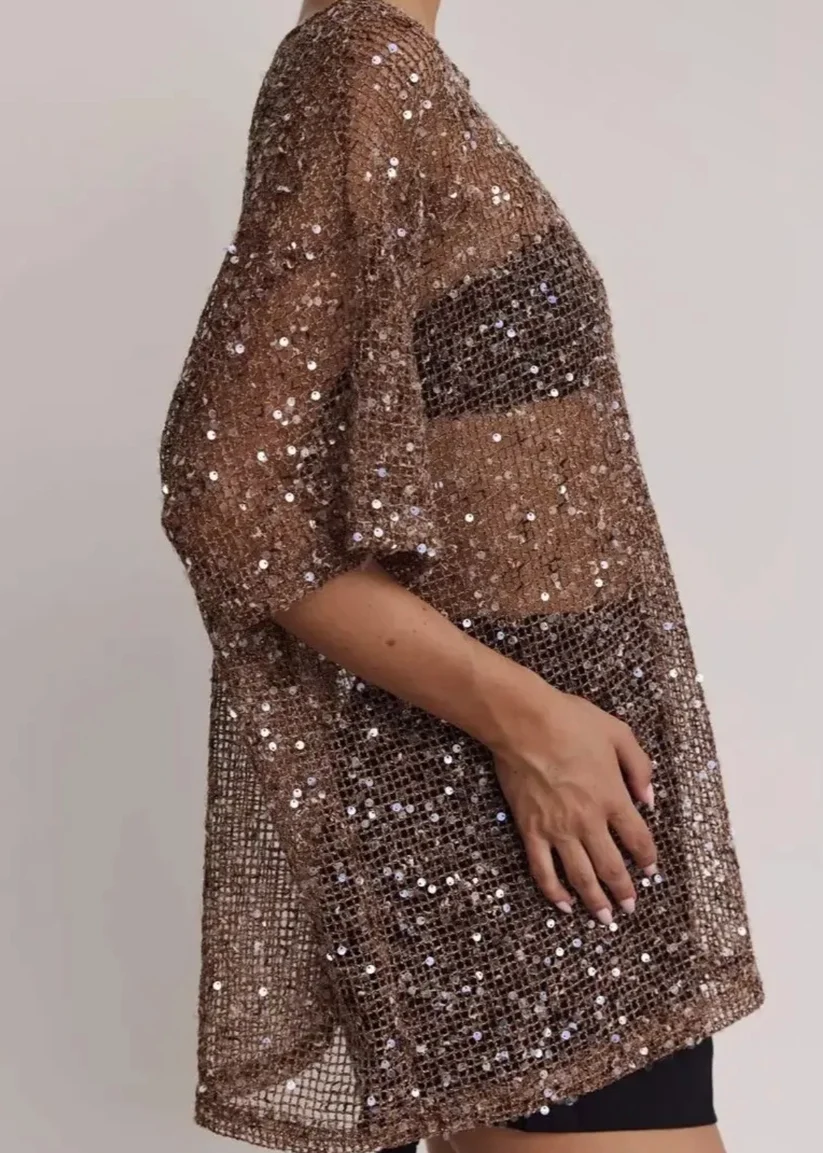 Bronze Sequin Tunic Mini Dress