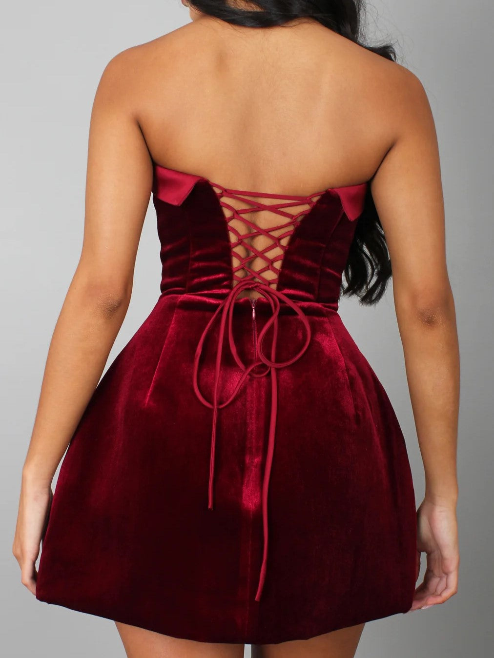 Black Velvet Bow Corset Mini Dress