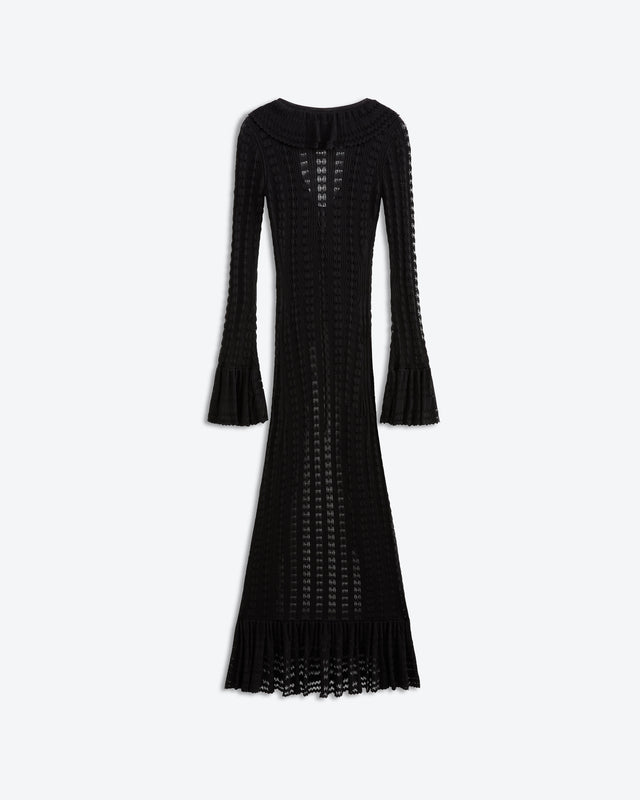 Black Crochet Ruffle Cardigan Dress