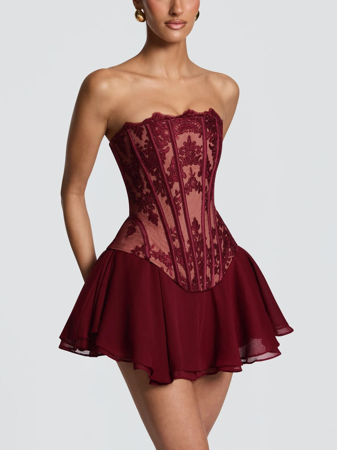 Ruched Corset Two-Piece Skirt Set