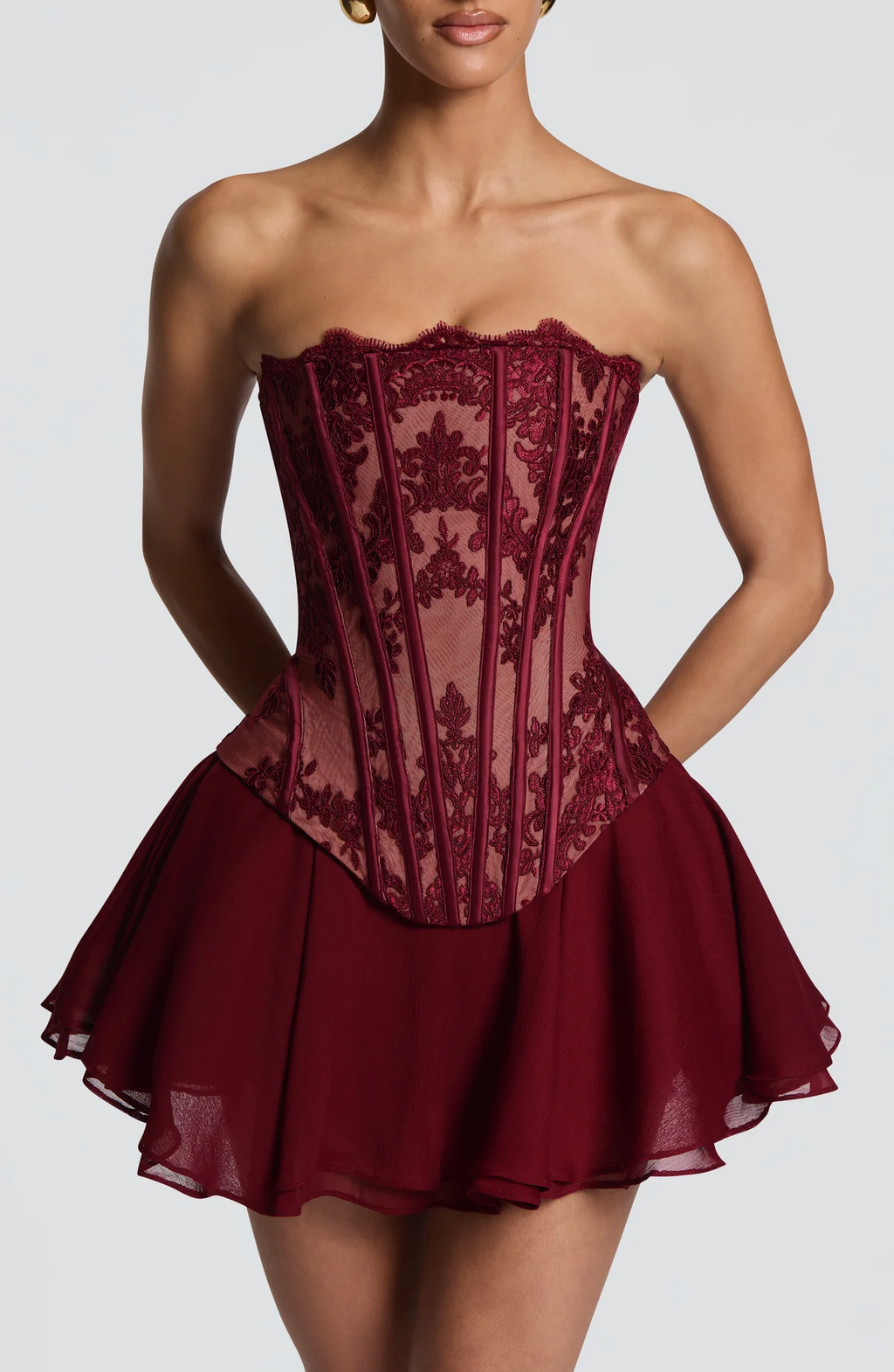 Ruched Corset Two-Piece Skirt Set