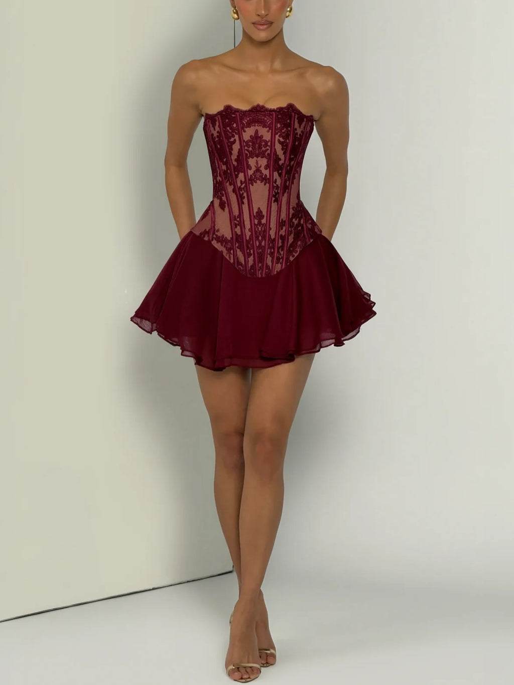 Ruched Corset Two-Piece Skirt Set