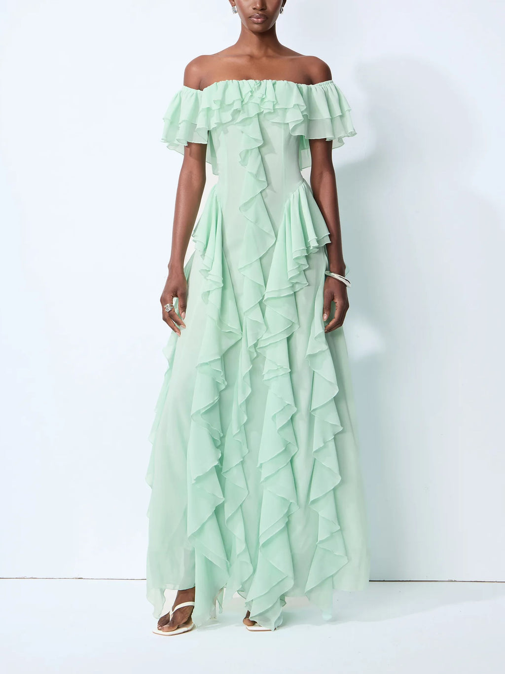 Mint Green Ruffle Maxi Dress