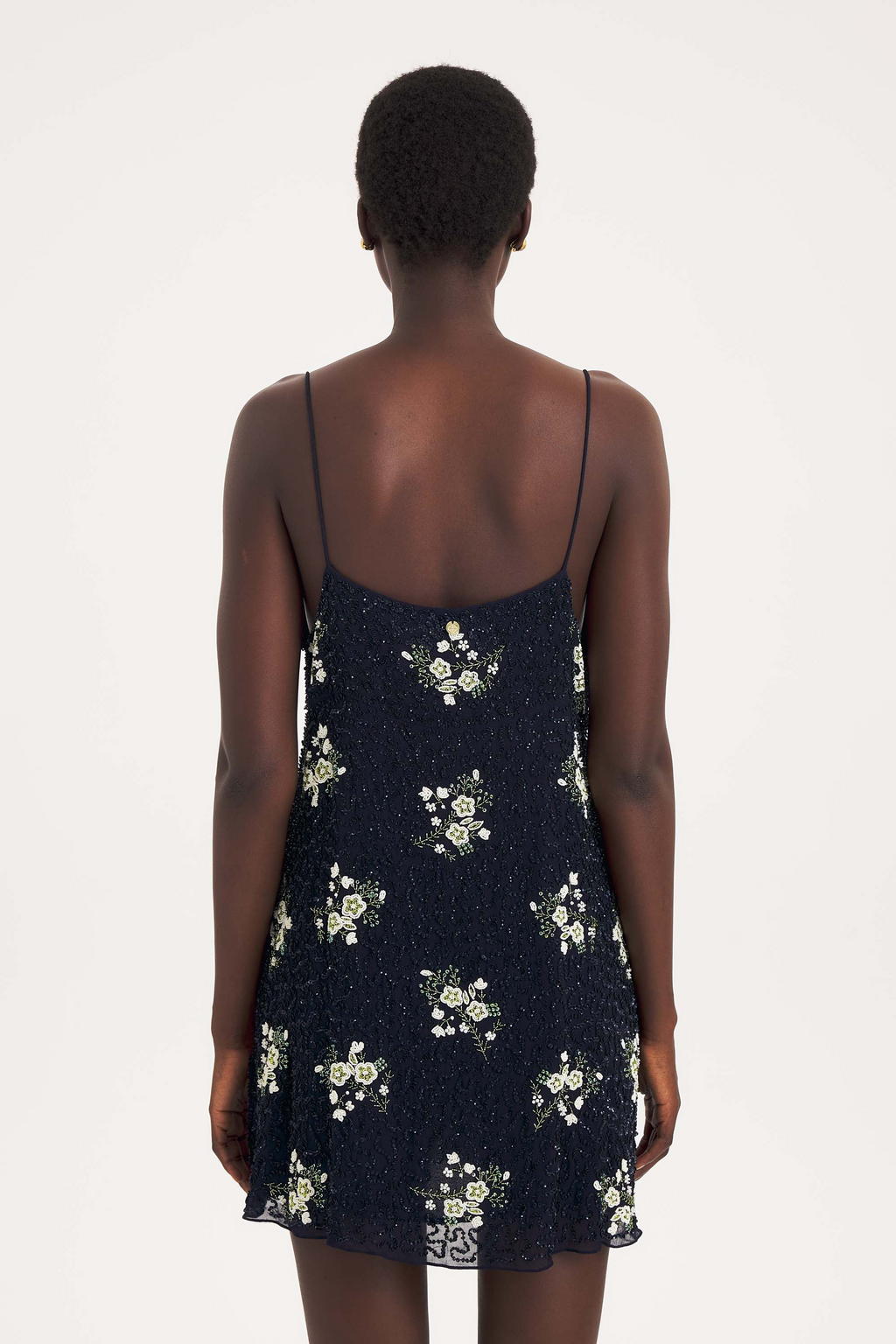 Navy Floral Sequin Mini Dress