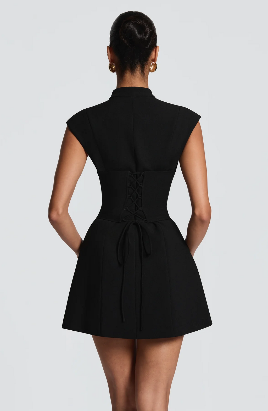 White Cutout Collar Mini Dress