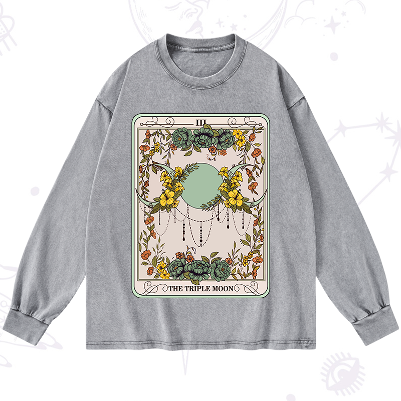 The Triple Moon Tarot Washed Long Sleeve Shirt