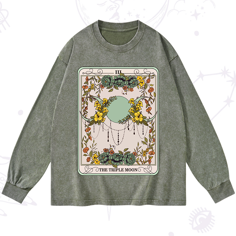 The Triple Moon Tarot Washed Long Sleeve Shirt