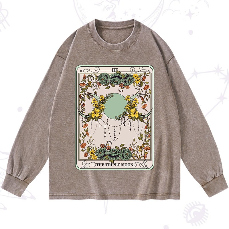 The Triple Moon Tarot Washed Long Sleeve Shirt