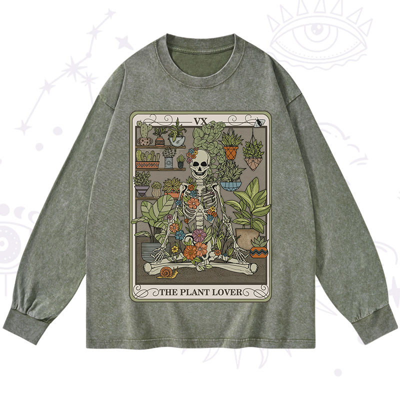 The Plant Lover Tarot Washed Long Sleeve Shirt