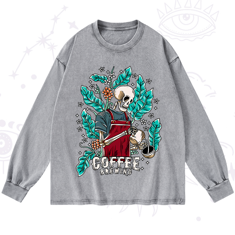 Coffee Brewing Washed Long Sleeve Shirt