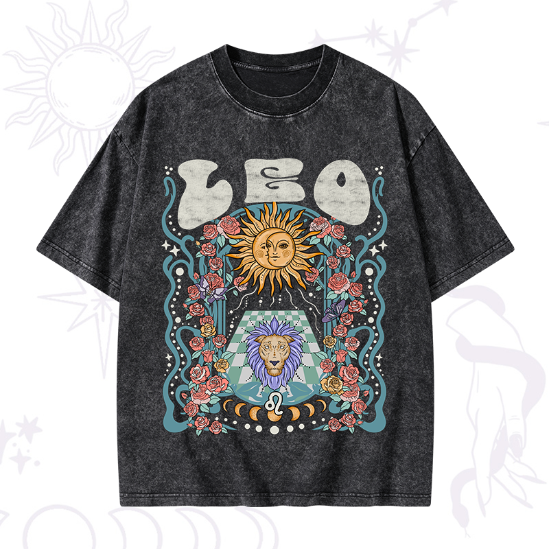 Leo Spirit Zodiac Washed T-Shirt