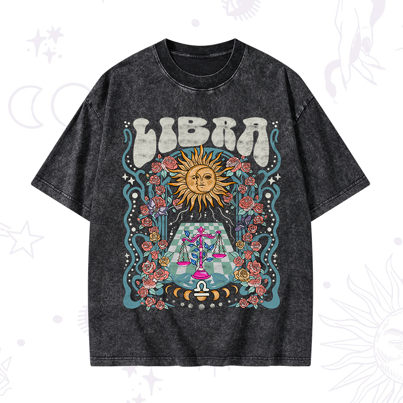 Libra Spirit Zodiac Washed T-Shirt