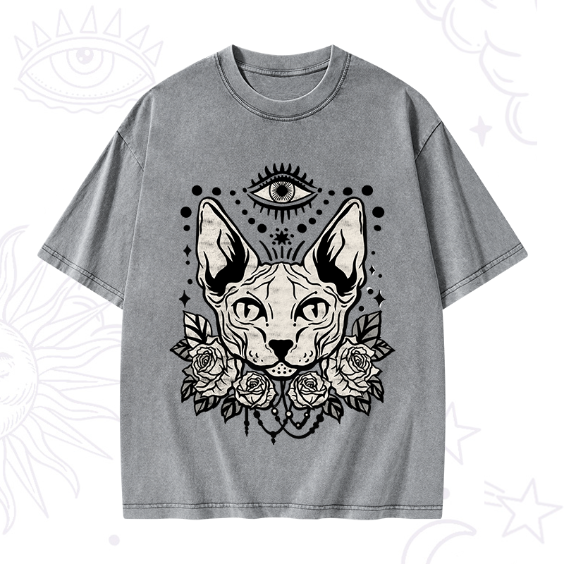 Mystical Cat Washed T-Shirt