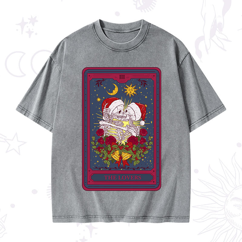 Christmas The Lovers Tarot Washed T-Shirt