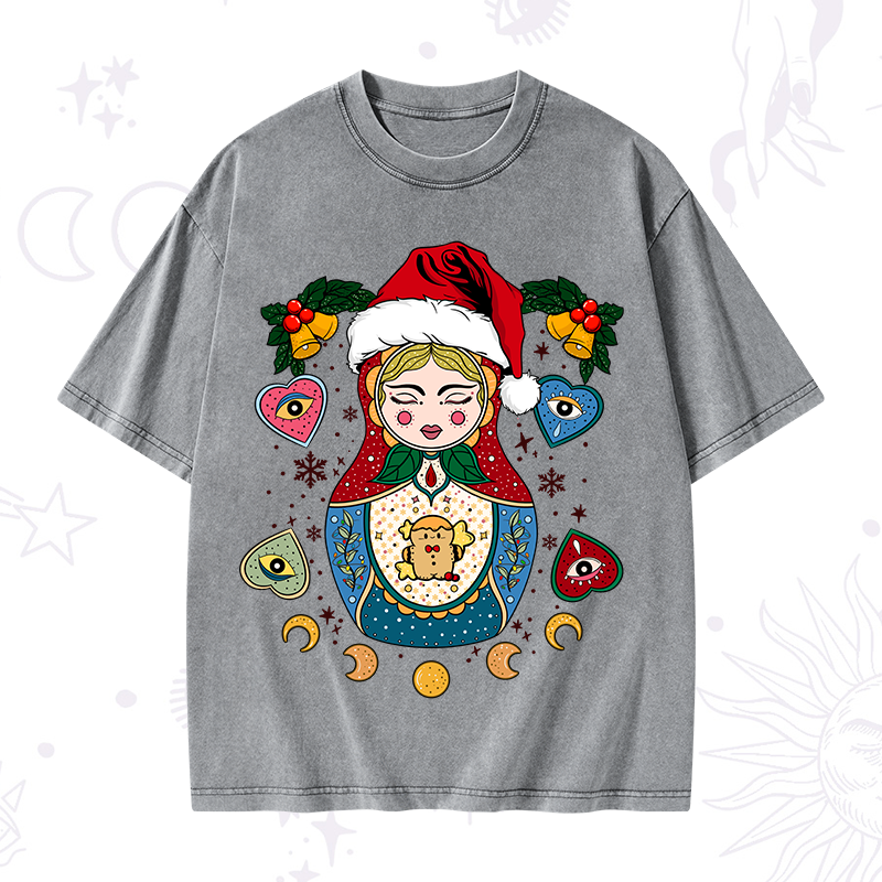 Christmas Nesting Doll Washed T-Shirt