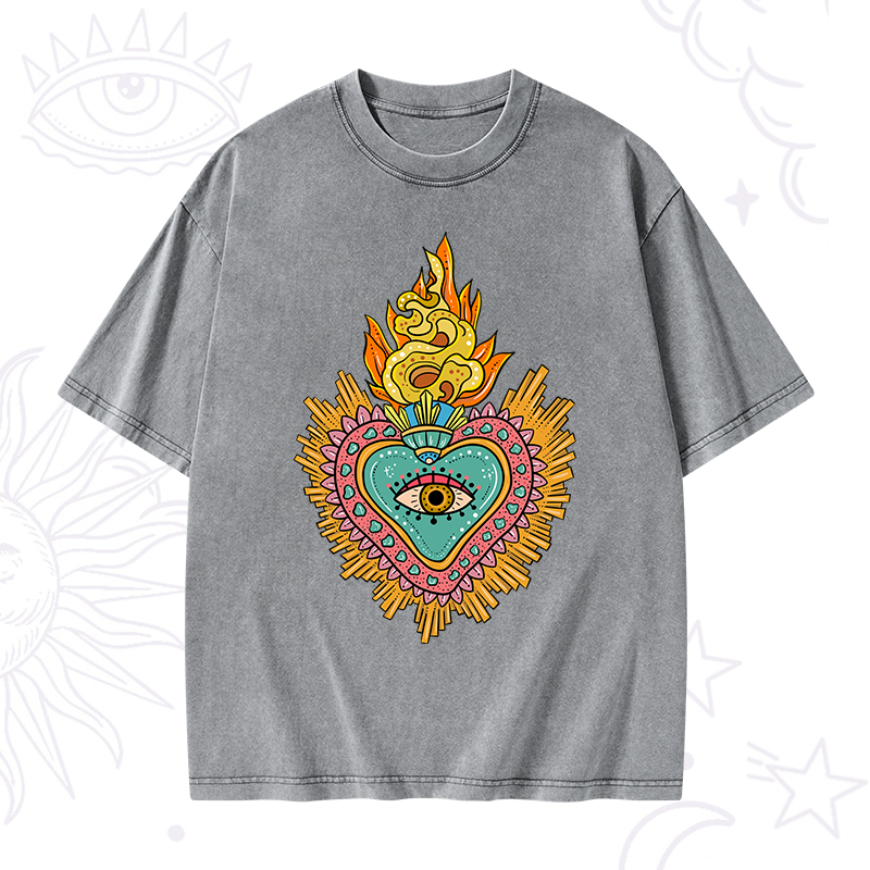 Rainbow Sacred Heart Washed T-Shirt