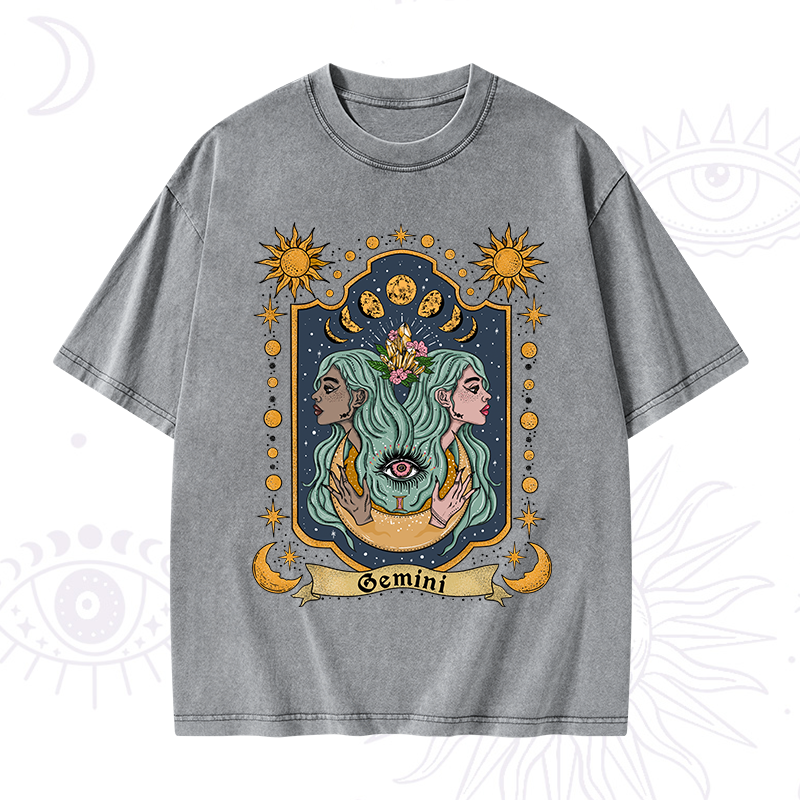 Gemini Zodiac Washed T-Shirt