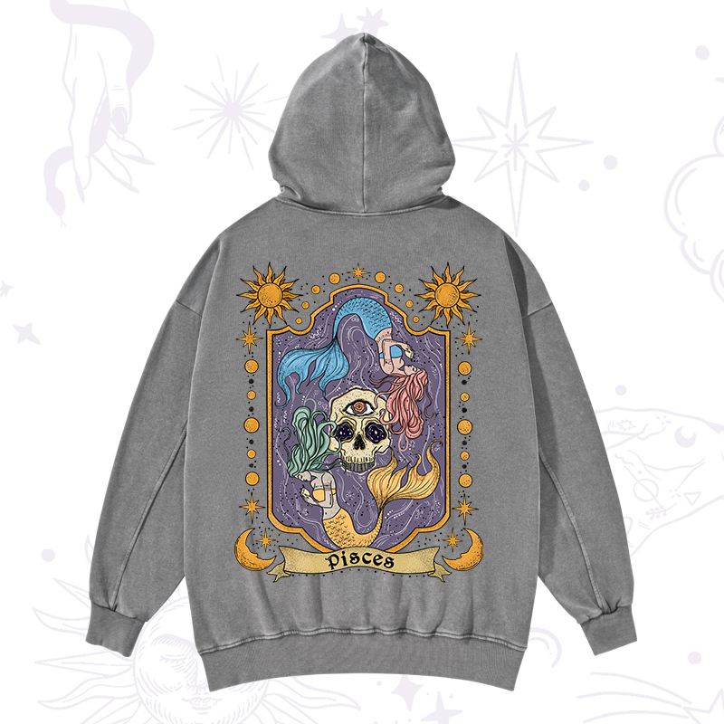 Pisces Zodiac Washed Hoodie