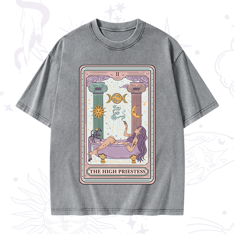 The High Priestess Tarot Washed T-Shirt