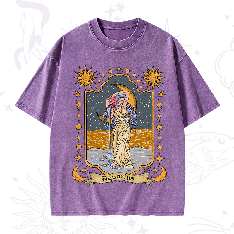 Aquarius Zodiac Washed T-Shirt