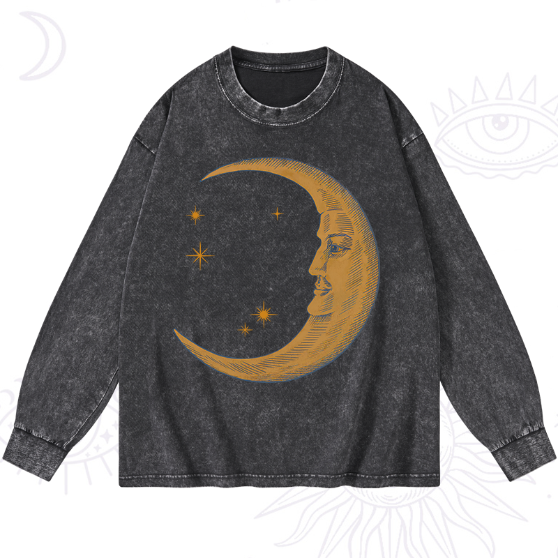 Celestial Moon Washed Long Sleeve Shirt