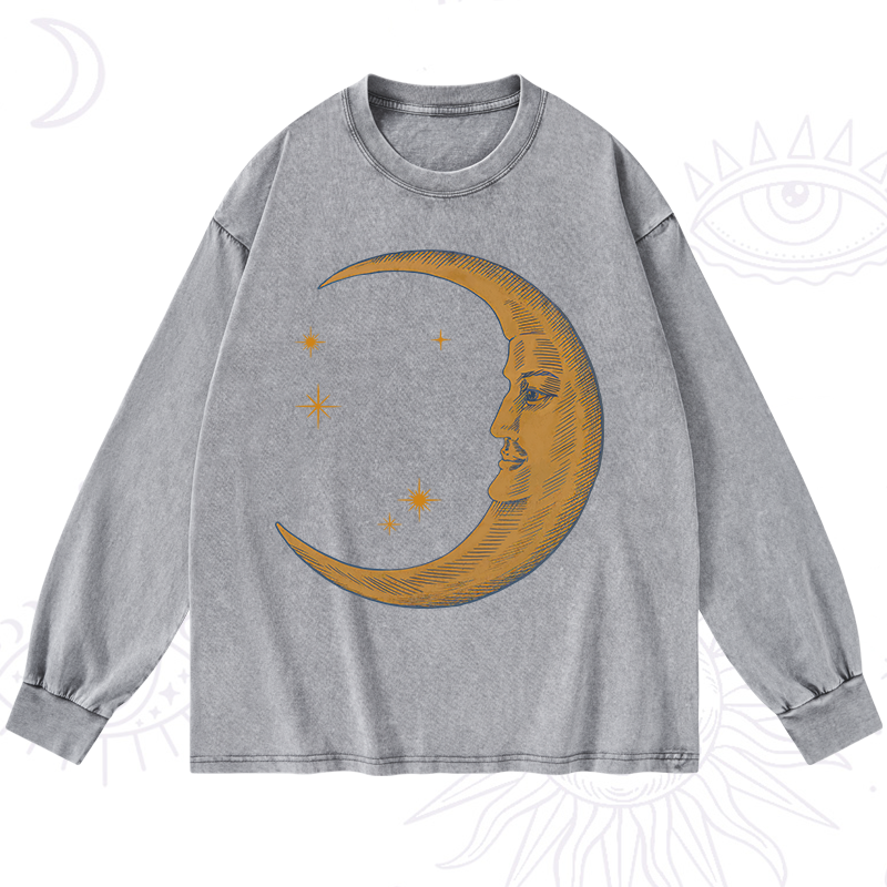 Celestial Moon Washed Long Sleeve Shirt