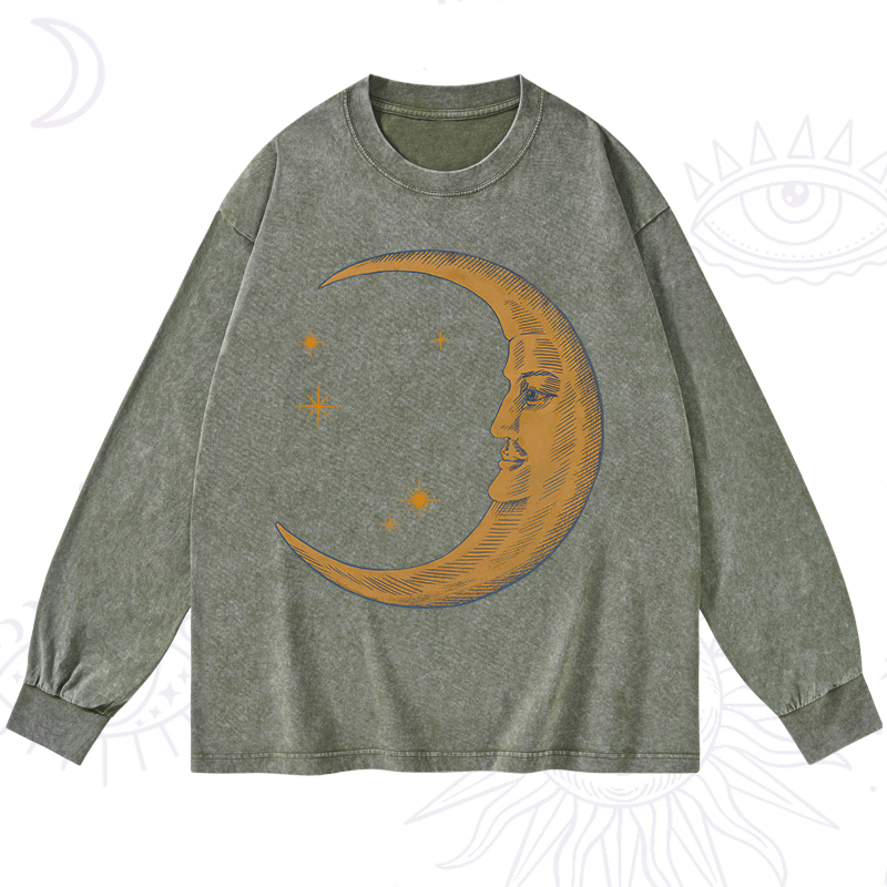 Celestial Moon Washed Long Sleeve Shirt