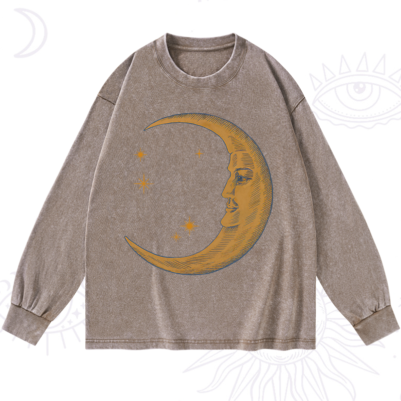 Celestial Moon Washed Long Sleeve Shirt