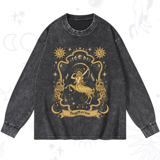 Sagittarius' Astral Mirage Zodiac Washed Long Sleeve Shirt