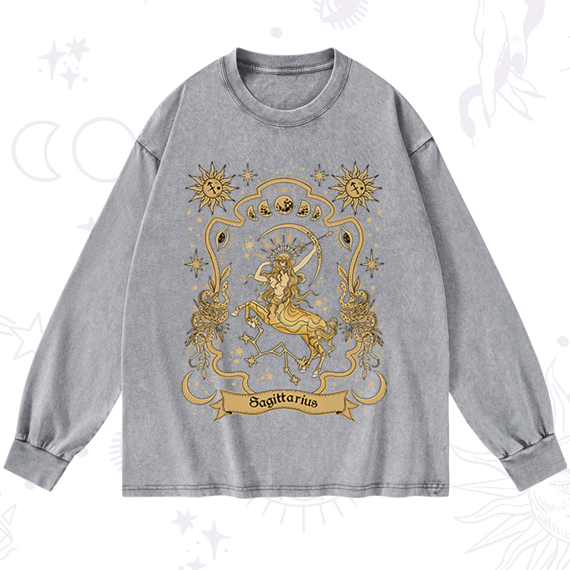 Sagittarius' Astral Mirage Zodiac Washed Long Sleeve Shirt