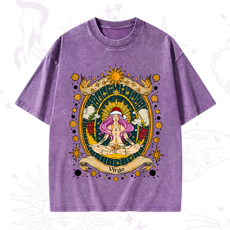 Christmas Virgo Radiance Zodiac Washed T-Shirt